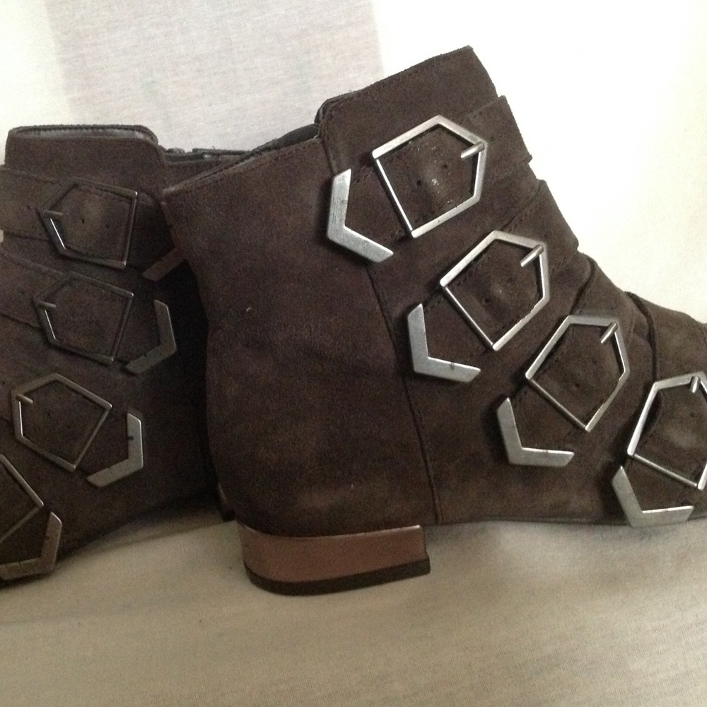 Sam Edelman Gray Suede Buckle Flat Bootie
